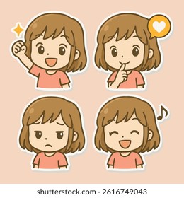 Cute Avatar Girl Sticker Scared, Cheerful, Flurry