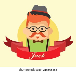 Cute avatar icon of hipster