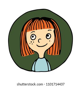 cute avatar icon with red girl