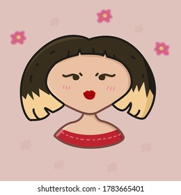 cute avatar illustrations of beautiful young girls with ombre blonde hair