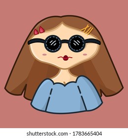 cute avatar illustrations of beautiful young girls with glasses