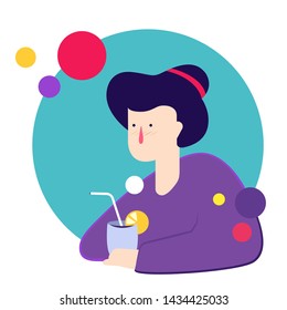 cute avatar vector woman flat 