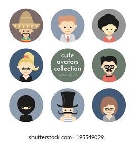 Cute avatars collection. Vector eps10.