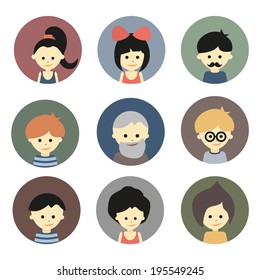 Cute avatars collection. Vector eps10.