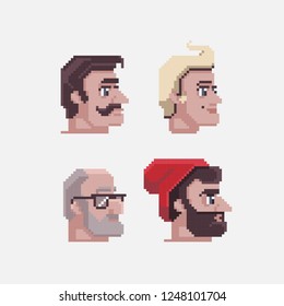 Cute avatars set. Pixel art style