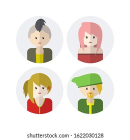 Cute avatars set, simple cute face collection, for social media, business or whatever