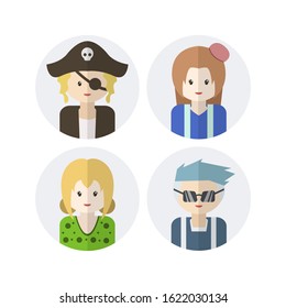Cute avatars set, simple cute face collection, for social media, business or whatever