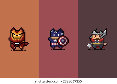 Cute The Avengers Edition Hamster Pixel Art Illustration