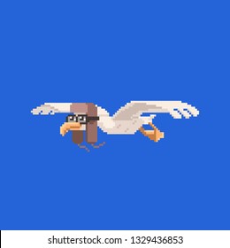 Cute avia bird. Pixel art style