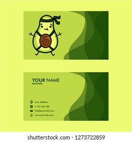 cute avocado busines card vector