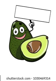 cute avocado cartoon and banner