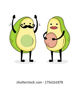 Cute Avocado Cartoon Character expecting a baby