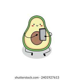 Cute aguacate caricatura personaje de dibujos animados teléfono móvil