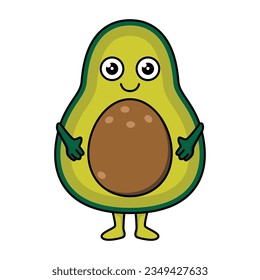 cute avocado cartoon character smiling
