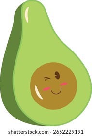 Personagem de Cartoon Abacate bonito com Wink Flat Ilustração