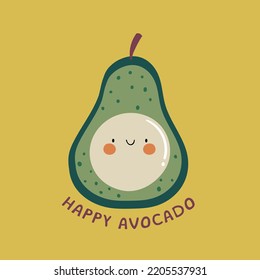 cute avocado cartoon drawing as vector for kids fashion