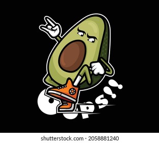 cute avocado cartoon graphic illustration