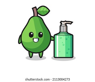 cute avocado cartoon with hand sanitizer , cute style design for t shirt, sticker, logo element