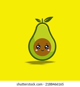 cute avocado cartoon icon funny
