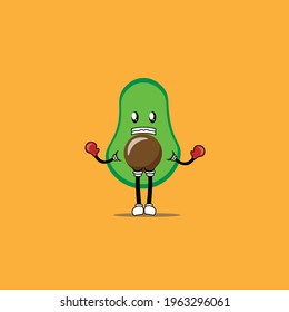 cute avocado cartoon mascot vector
