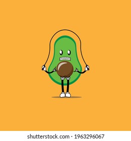 cute avocado cartoon mascot vector
