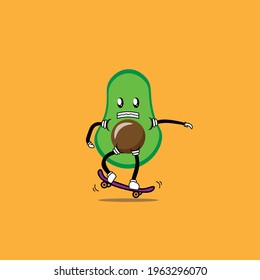 cute avocado cartoon mascot vector