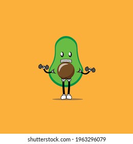 cute avocado cartoon mascot vector