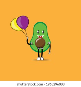 cute avocado cartoon mascot vector