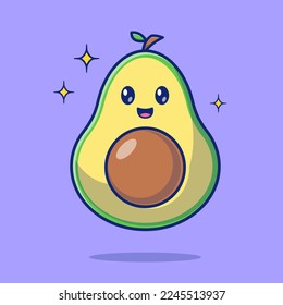 Cute Avocado Cartoon Vektorsymbol Illustration. Food Nature Icon Concept Isolated Premium Vector. Flachbildkartonstil