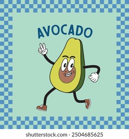 Cute Avocado Cartoon Vector Icon flat Illustration Food Nature