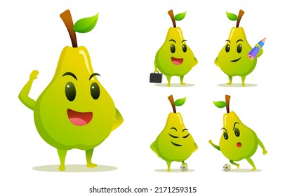 Caricatura de aguacate lindo personajes vegetales que muchos plantean aislados en fondo blanco