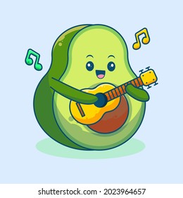 Cute Avocado Cartoon With Watermellon, Cook, Music, Physical Exercise