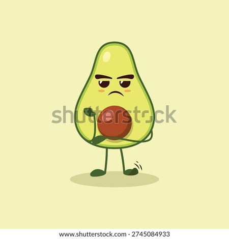 The cute Avocado character is bored of waiting for uncertainty.
