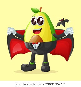 Cute avocado character dressed as a vampire. Perfect for kids, merchandise and sticker, banner promotion or blog
