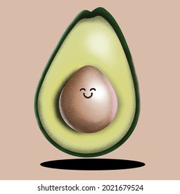 cute avocado character with face