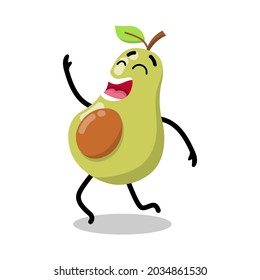 cute avocado character with happy expression illustration