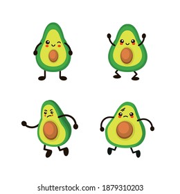 Cute avocado character with hat and heart. Vector illustration for birthday invitation,postcard and sticker
