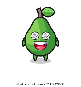 cute avocado character with hypnotized eyes , cute style design for t shirt, sticker, logo element