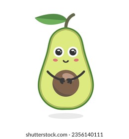 Cute avocado character - kawaii. Vector illustration