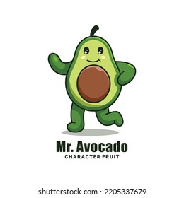 cute avocado character mascot design template