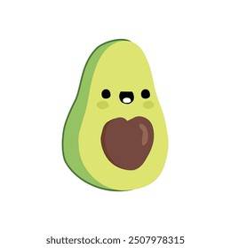 Cute avocado character on white background.