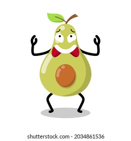 cute avocado character with scared expression illustration