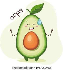 Cute avocado character shaming. Emoji stickers with avocado. 