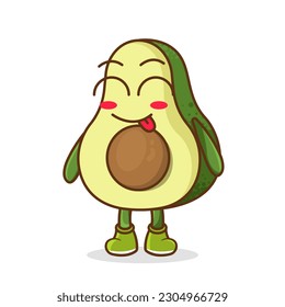 Cute avocado character is teasing and sticking out his tongue. eyes closed tongue out emoji