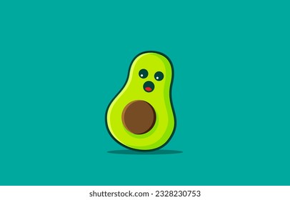cute avocado character vector icon illustration