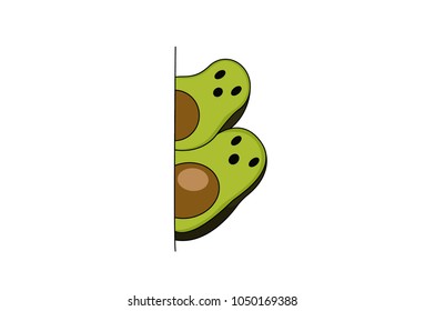 Cute Avocado Character . Vector Illustration. Isolated on white background.