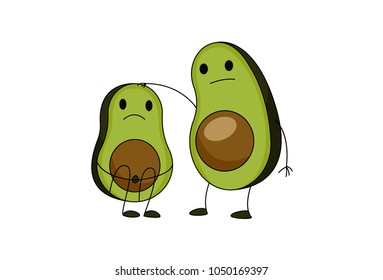 Cute Avocado Character . Vector Illustration. Isolated on white background.