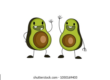 Cute Avocado Character . Vector Illustration. Isolated on white background.