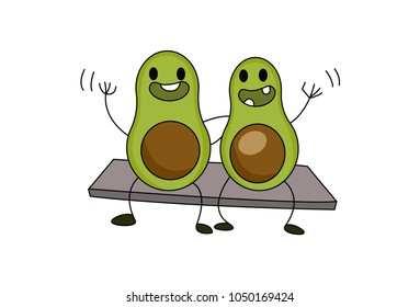 Cute Avocado Character . Vector Illustration. Isolated on white background.