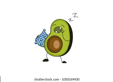 Cute Avocado Character . Vector Illustration. Isolated on white background.